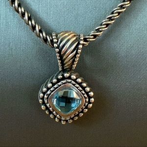Flli Menegatti Sterling Blue Topaz Cable Pendant